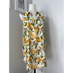 Forcynthia Beachwear Cover Up Lemon/Floral Linen With Pockets Women Size Medium